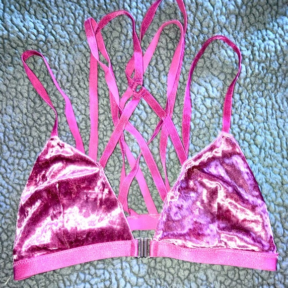 Pink crushed velvet harness top - Picture 1 of 1
